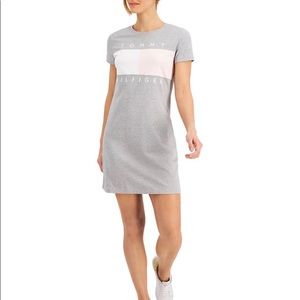 Tommy Hilfiger Logo T-shirt Dress Gray Small